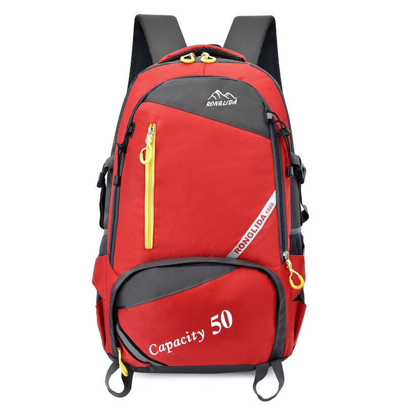 50L Unisex Rugzak Mannen Reizen Rugzak Sporttas Outdoor Wandelen Trekking Nylon Rugzak Klimmen Camping Rugzak Voor Mannelijke: Rood