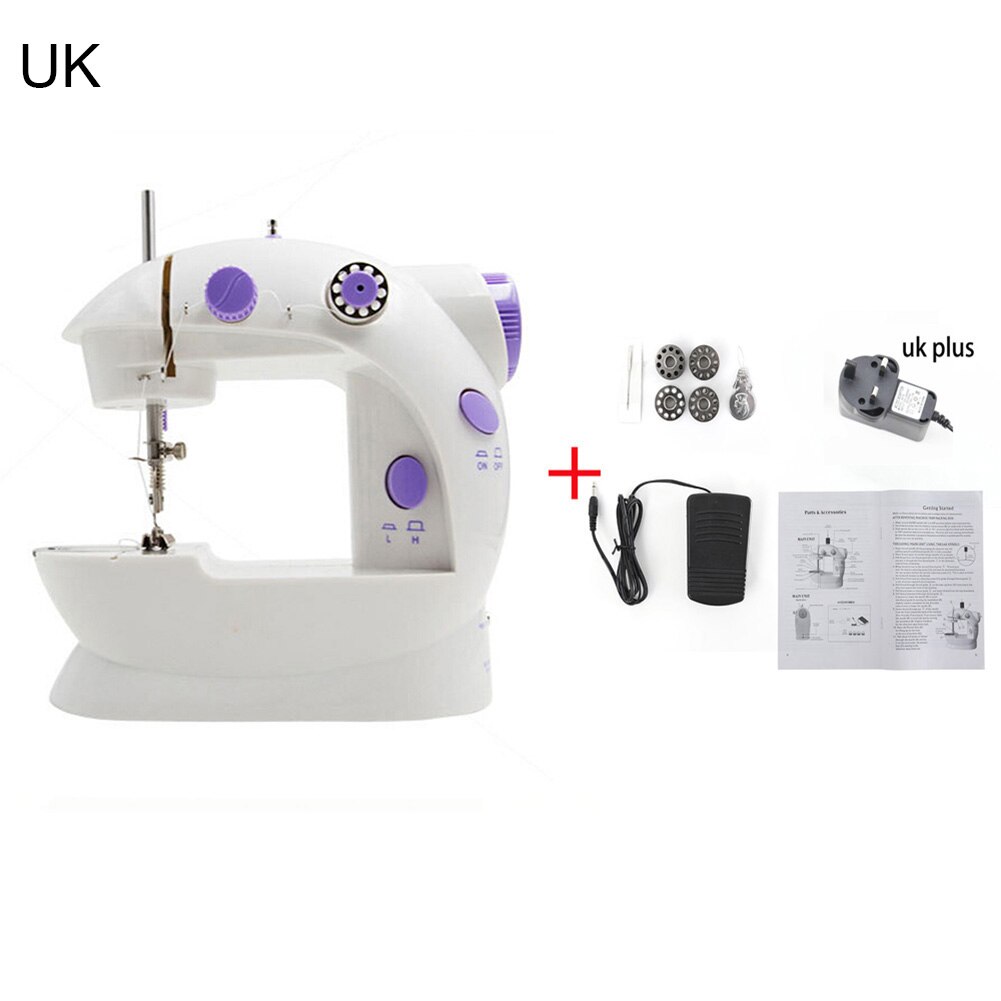 Portable Household Electric Stitching Pedal Mini Table Model Sewing Machine Multifunctional small sewing machine: UK Plug