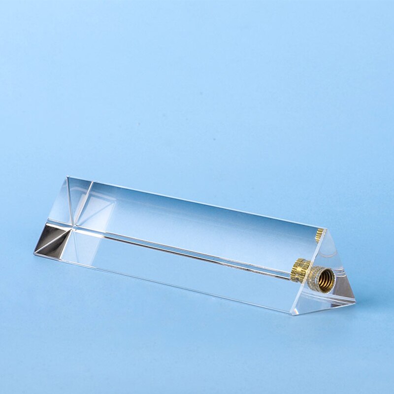 Triangular Prism Optical Glass Rainbow Photo Photography Props Seven-Color Light Triangle Kaleidoscope Polygonal Prism: 13cm(with holes)