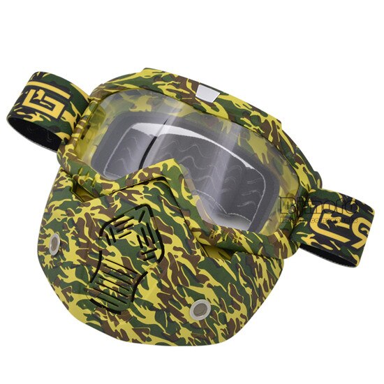 Máscara de casco facial Vintage, gafas desmontables para Motocross, Scooter, Jet, máscara, gafas de sol, esquí, Skate: Model 1