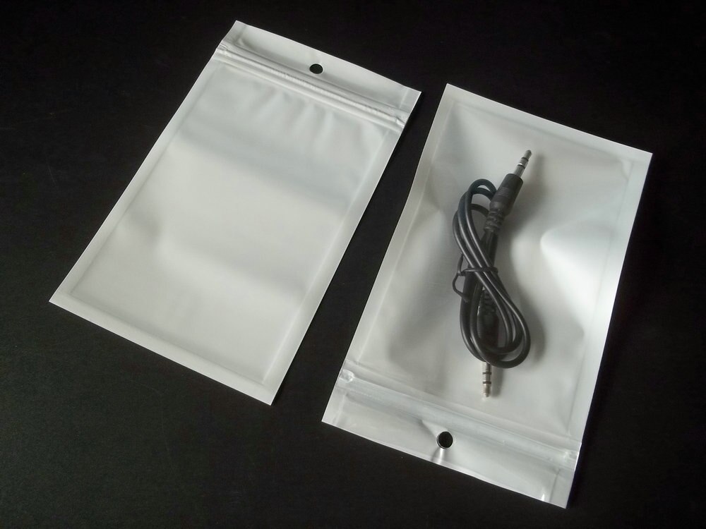 100pcs/lot White/Clear Self Seal Zipper Plastic Retail Packaging Pouch Pack Bag Zip Lock Storage Hang Hole Package Bags