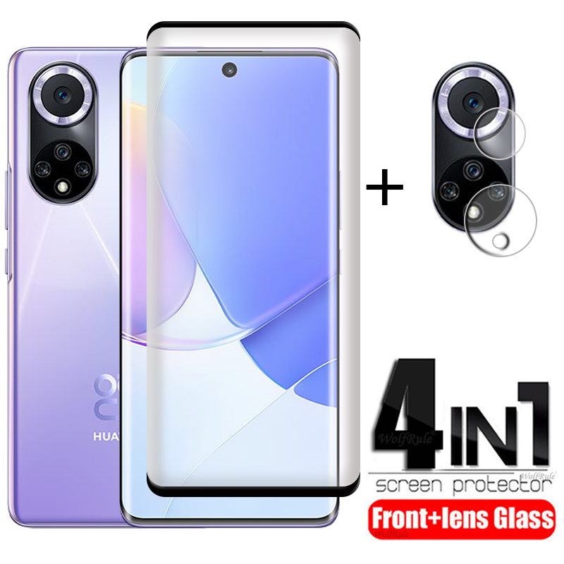 4 en 1 para Huawei Nova 9 Glass para Huawei Nova 9 Protector de pantalla de película completa HD de vidrio templado para Nova 9 Lens Glass