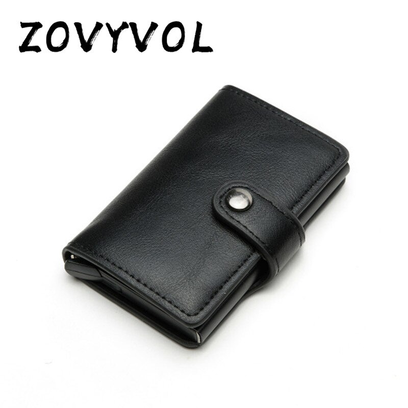 Zovyvol Rfid Anti-Diefstal Metalen Aluminium Portemonnee Minimalistische Bank Kaarthouder Mini Mannen En Vrouwen Zwarte Business Credit Card case