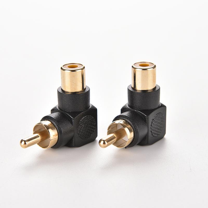 2 Stuks Connector Converte Zwart Haakse Rca Man-vrouw Adapter 90 Graden M/F Rca Audio Av rca Plug Extender