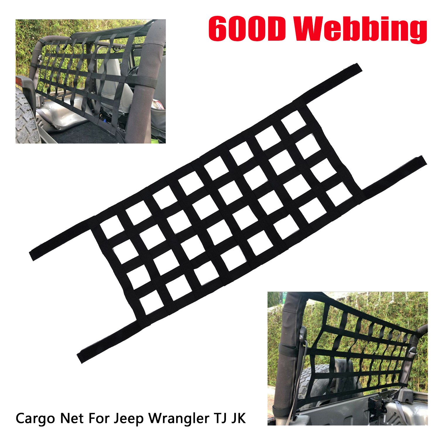 Extra Cargo Net Roof For Jeep Wrangler TJ JK Black Anti-UV Trunk Interior