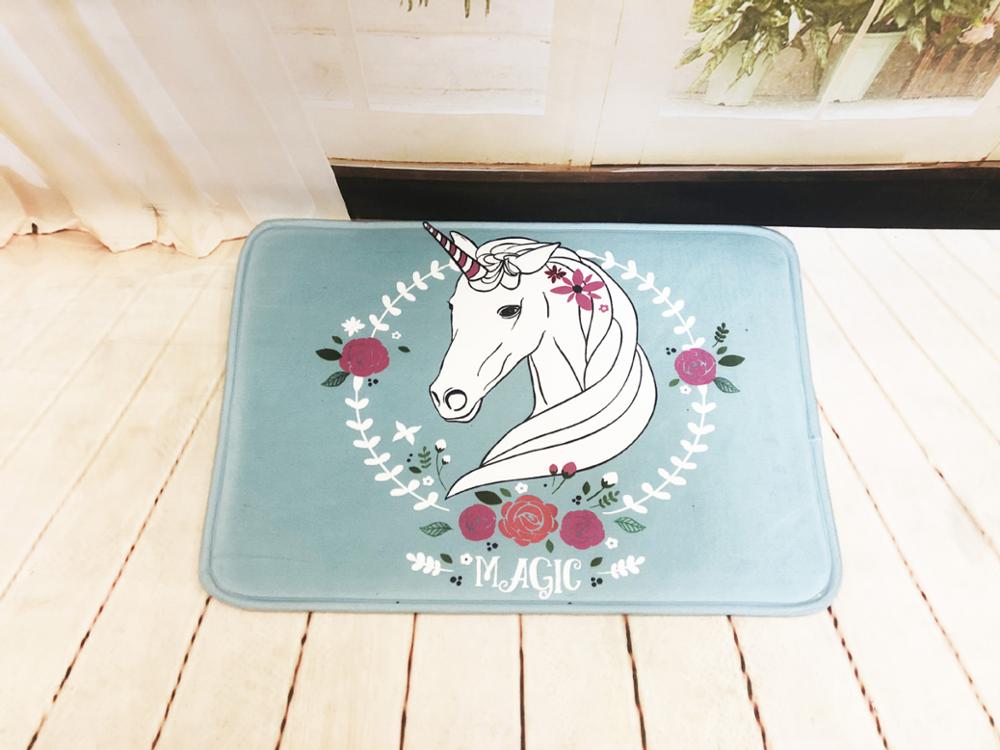 Eenhoorn Matten Badkamer Flanel Absorberende Badmat woonkamer Tapijt Anti-slip Douche Mat Badkamer Tapijt Deurmat