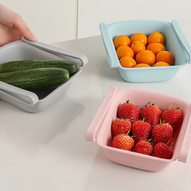 Fridge Drawer Organizer Pull Out Bin Fridge Shelf Holder Storage Box Fit for Most Refrigerator Pantry Food Storage Rack