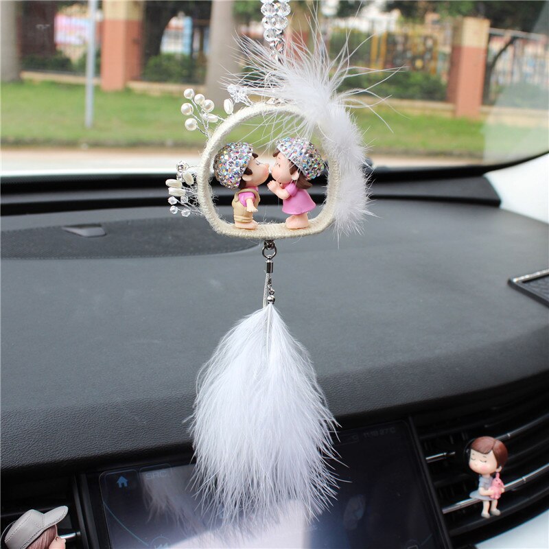 Suspension de baiser pour enfant | Pendentif de voiture, ornements mignons de dessin animé pour rétroviseur, tentures de rétroviseur, garniture pendante, de décoration intérieure d'automobiles
