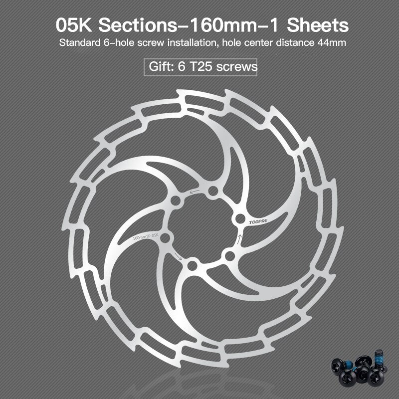 Disques de VTT plaquettes de frein de vélo 160/180/203mm Cassette à disque à Six ongles G3/HS1 avec vis frein à disque en acier inoxydable: 04