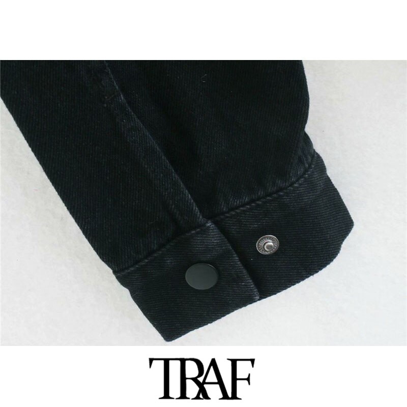 TRAF-chaqueta vaquera holgada con flecos para mujer, chaqueta con flecos deshilachados, de manga larga, Estilo Vintage