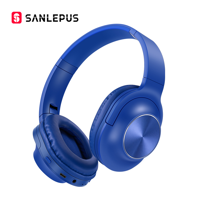 Sanlepus Draadloze Hoofdtelefoon Bluetooth Headset Opvouwbare Stereo Hoofdtelefoon Gaming Koptelefoon Met Microfoon Voor Pc Mobiele Telefoon: Blue