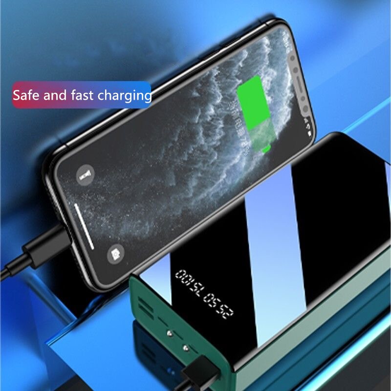 Power Bank 100000Mah Type C Micro Usb Snel Opladen Powerbank Led Display Draagbare Externe Acculader +