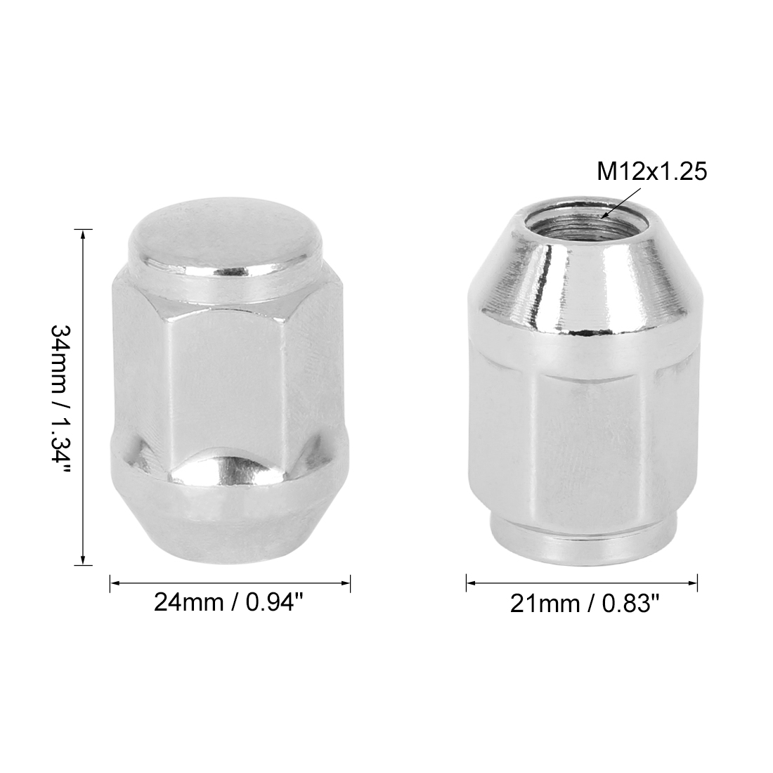 Uxcell hjulmuttrar racingbulthuvudskydd hjuldelar 4 st  m12 x 1.5 35mm krombult ekollon sexkantsmuttrar stål för bil: Mörkgrå