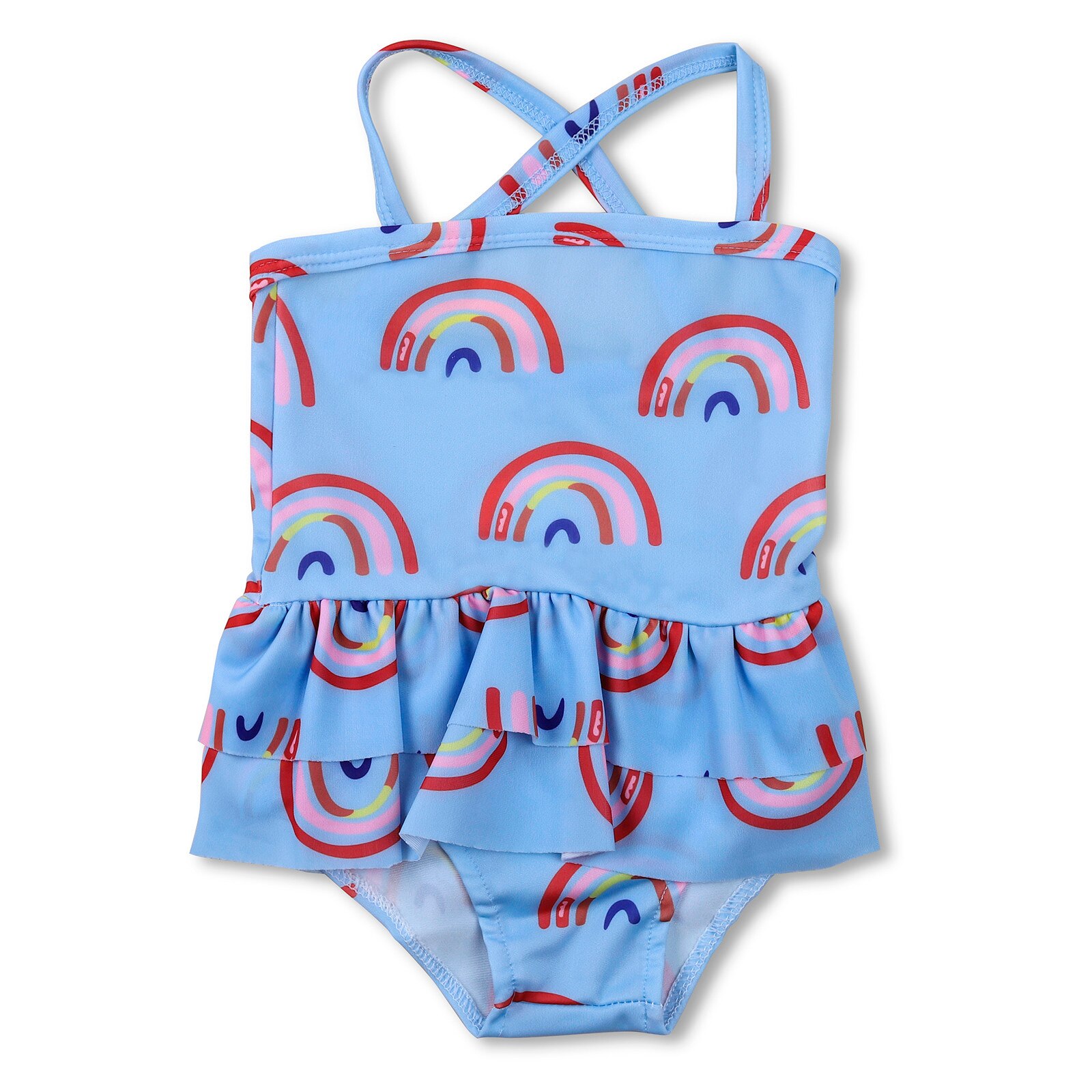 #50 Toddler Girls Swimsuit Kids One Piece Swimwear Cartoon Bikini Rainbow Beach Wear Baby Children Beach Bathing Suit Dress Girl