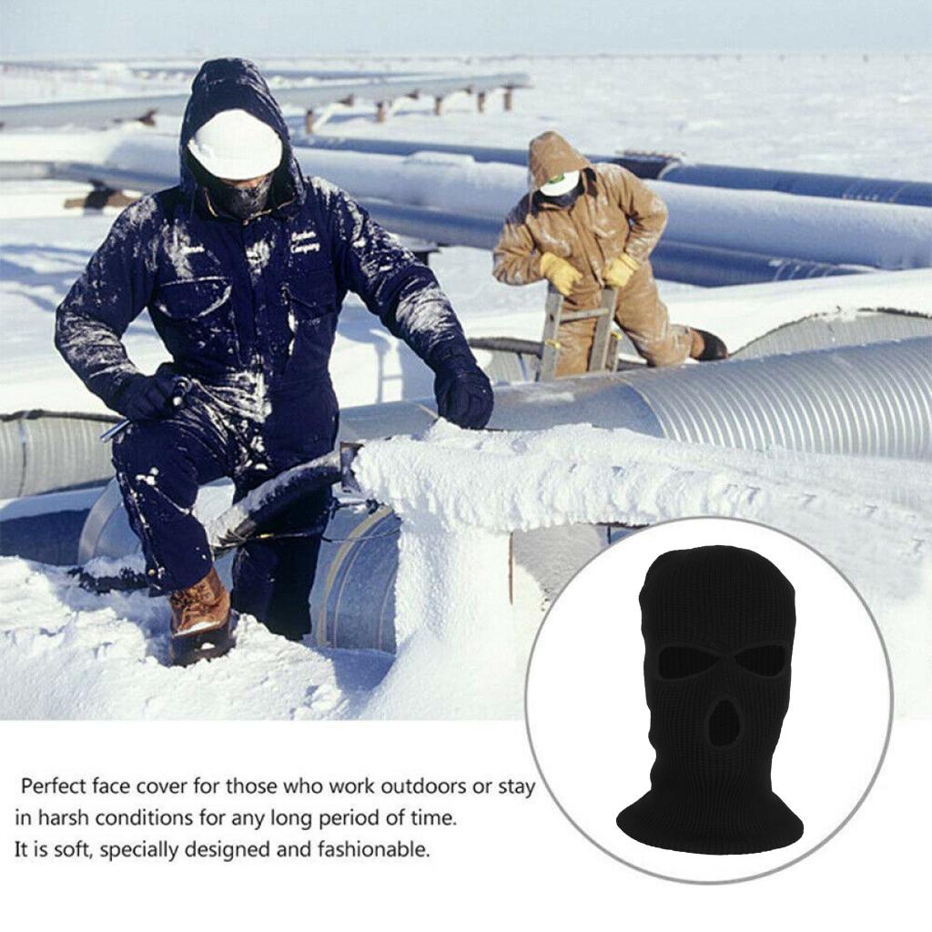 2x Adult Winter 3-Hole Balaclava Warm Knit Knitted Full Face Ski Cover Mask