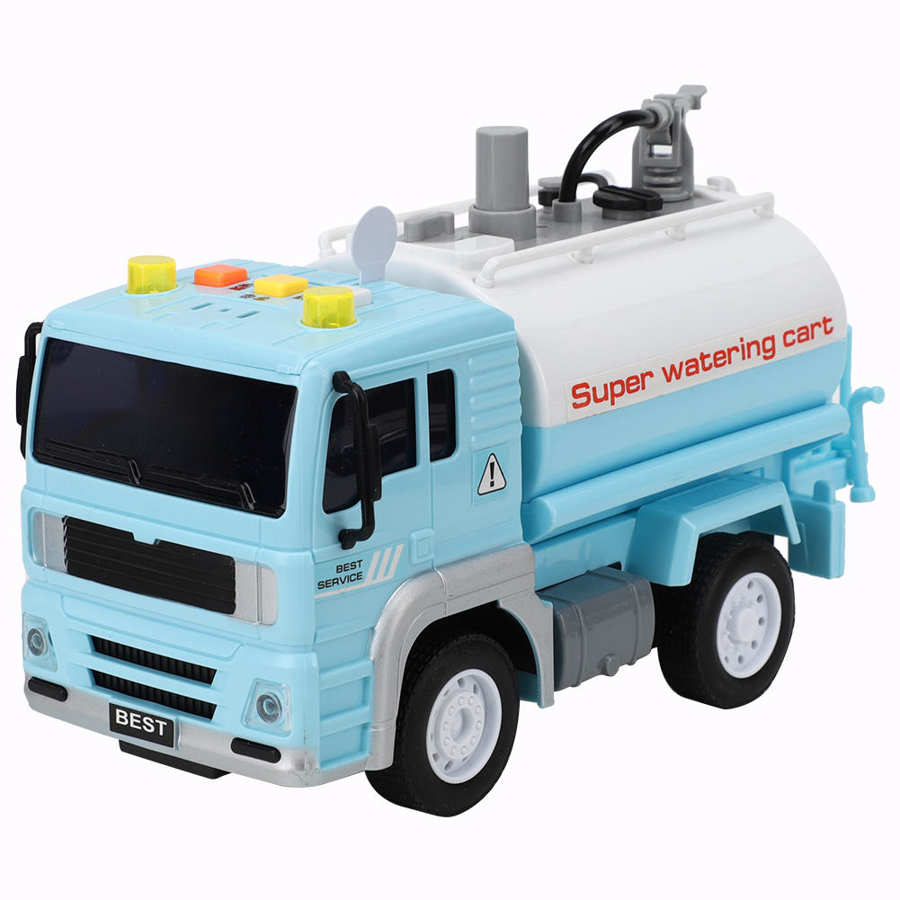 Elektronische Sprinkler Model Voertuigen 1:20 Voertuig Verhalen Licht Geluid Kinderen Educatief Inertie Drenken Auto Speelgoed: Blauw