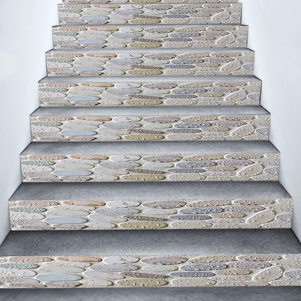 6 Stck Abnehmbare Treppen Aufkleber Treppe Schritt Selbst-Klebstoff Wasserdicht PVC Treppen Hause Dekoration Aufkleber Kopfstein aufbringen