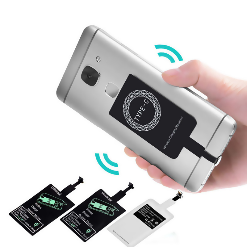 Receptor de carga inalámbrica Qi, adaptador de carga inductivo para iPhone 7,6,5, Samsung, Huawei tipo c, micro usb, conector básico Qi C