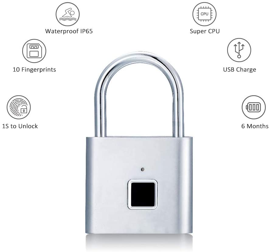 IP65 Waterproof Smart Digital Alarm Fingerprint Pad lock/Smart Biometric Fingerprint Padlock