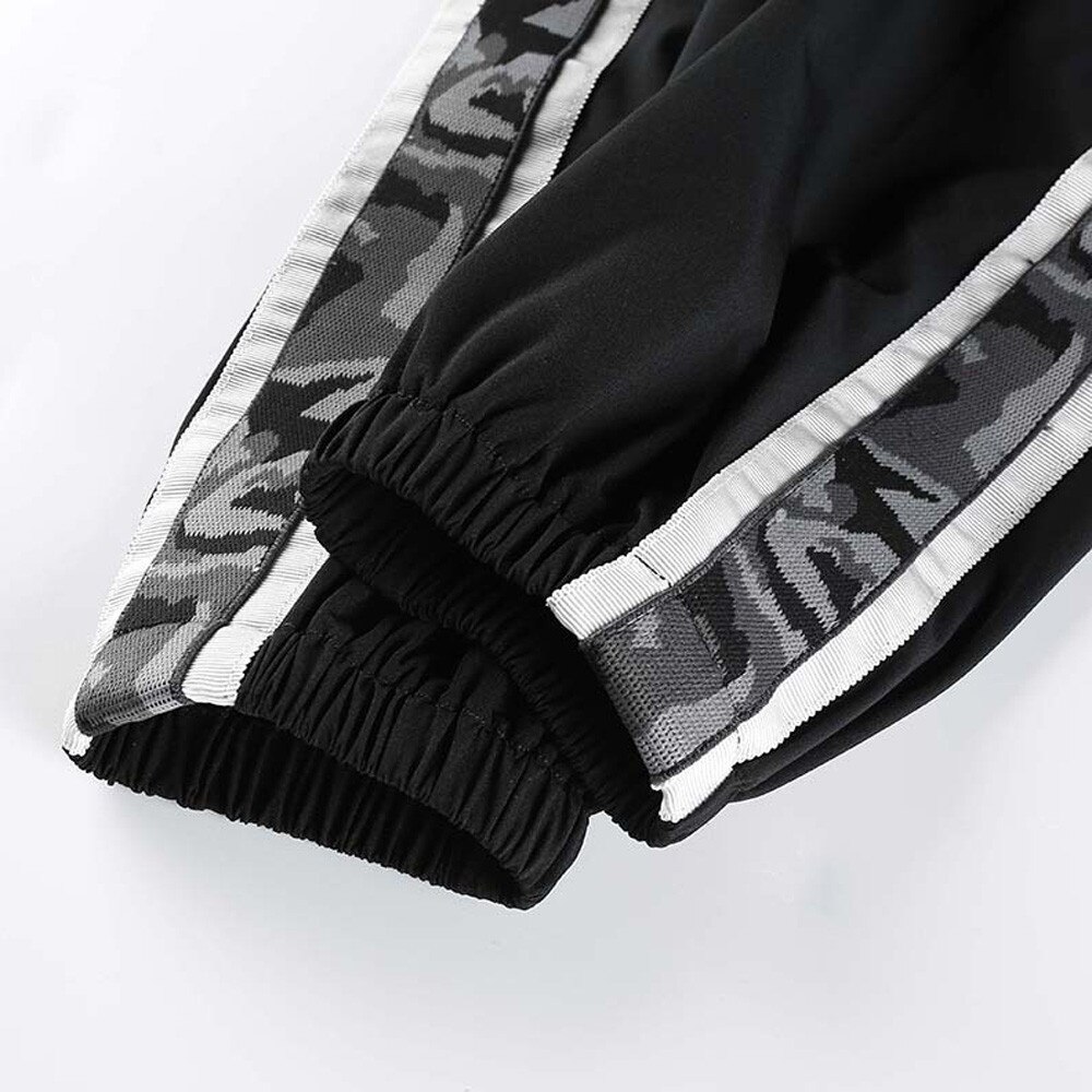 Vrouwen Camouflage Band Patchwork Broek Zwarte Brede Workout Been Potlood Broek 3.18