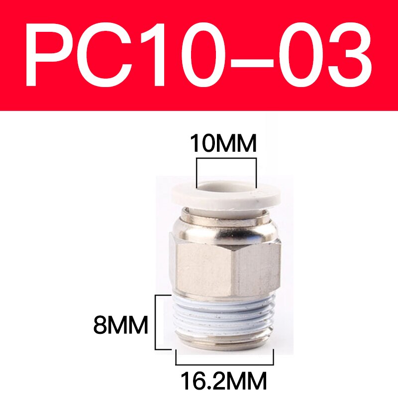 1 pcs Pneumatic quick-release trachea quick connector metric thread straight through APC4/6-M5PC8-M6/M8/M10M12M16: PC10-03