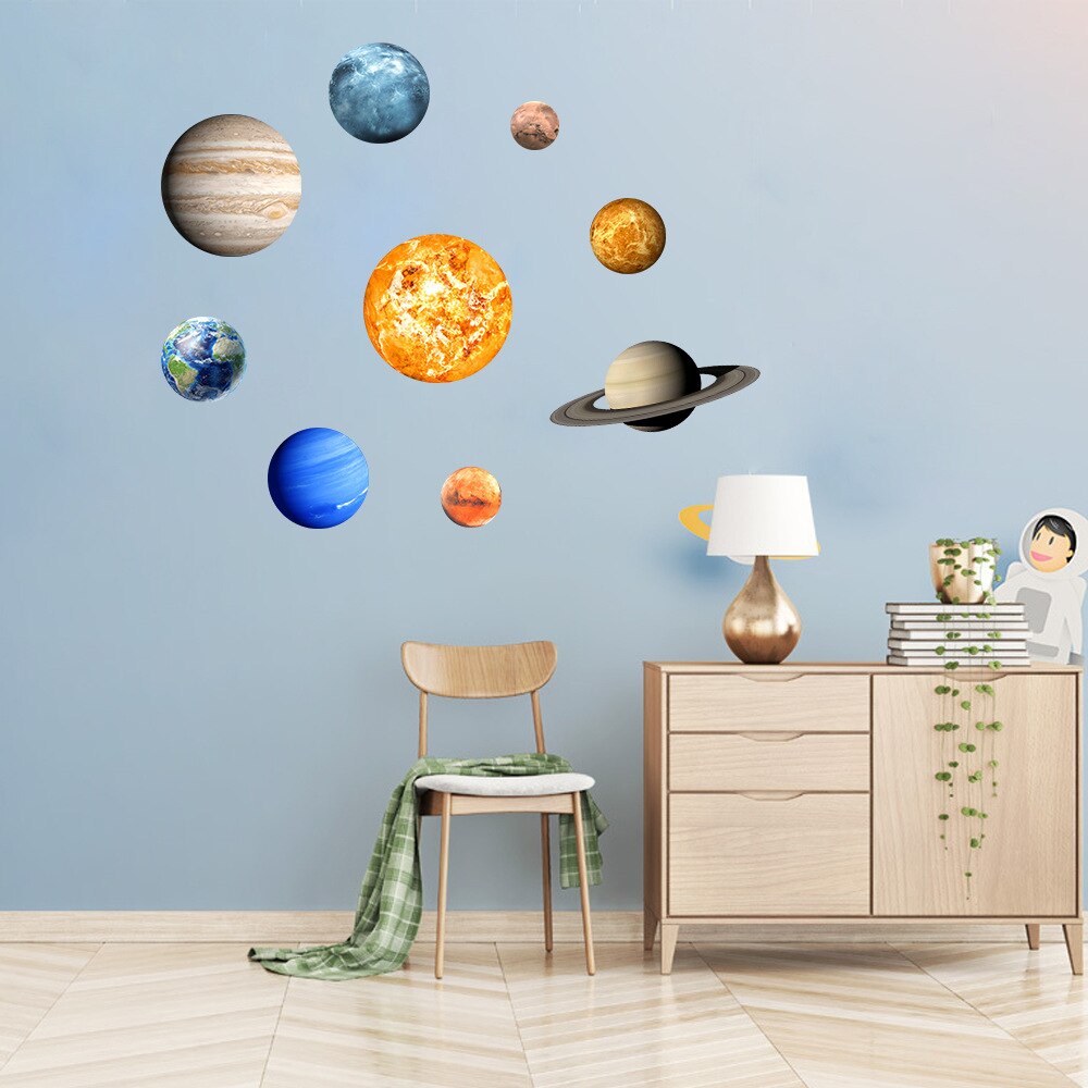 Negen Planeten Moon Glow Stickers Kinderkamer Decoratie Glow-In-The-Dark Muurstickers Art Decals moon Eclipse Stickers