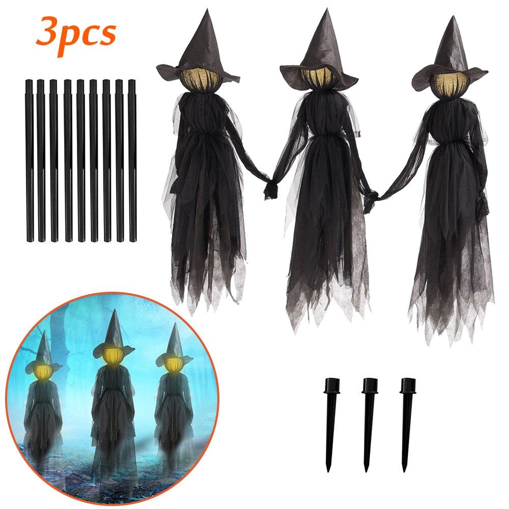 Witch Lights Garden Statue Easter Spring Decoration Halloween Metal Branch Witch Garden Decoration Sign Home Lawn Yard Decor: 3 pcs