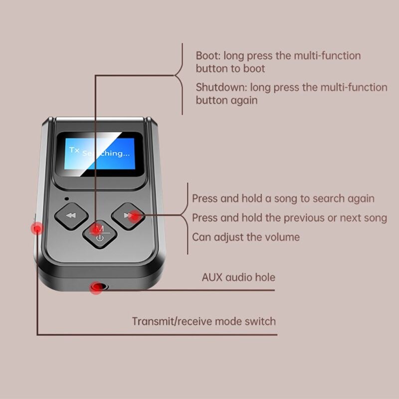 Draadloze Bluetooth 5.0 Zender Ontvanger Met Lcd-scherm Adapter