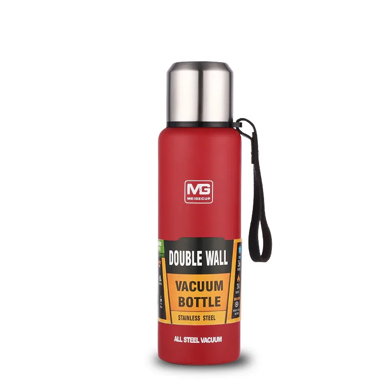 Bouteille Thermos en acier inoxydable 304, flacon sous vide de grande capacité, gobelet isolé avec corde pour boissons au thé, eau froide et chaude: Rose / 501-600ml