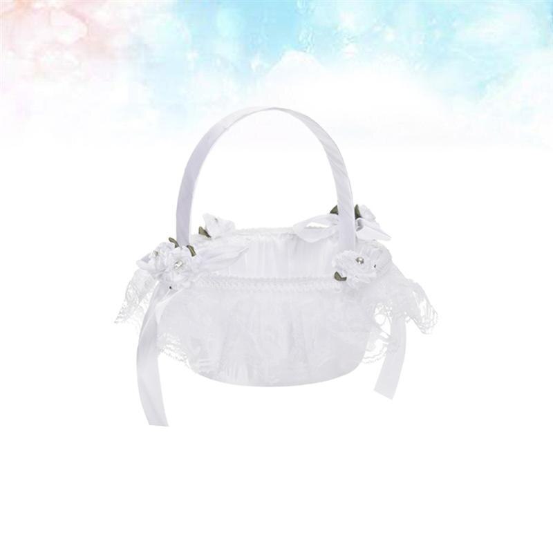 Cesta de encaje con flores románticas para decoración, canasta de almacenamiento bonita, soporte para ceremonia, boda, matrimonio, procsiones, 1 ud.