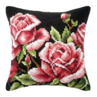 1flowers 04 DIY Needlework Kit Acrylic Yarn Embroidery Pillow Tapestry Canvas Cushion Front Cross Stitch Pillowcase-: Other