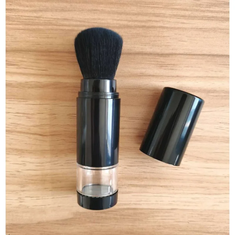 Brocha para base 2 en 1, brocha de maquillaje, colorete de viaje vacío con botella de polvo suelto recargable, tarro, herramientas de maquillaje de belleza: Amarillo
