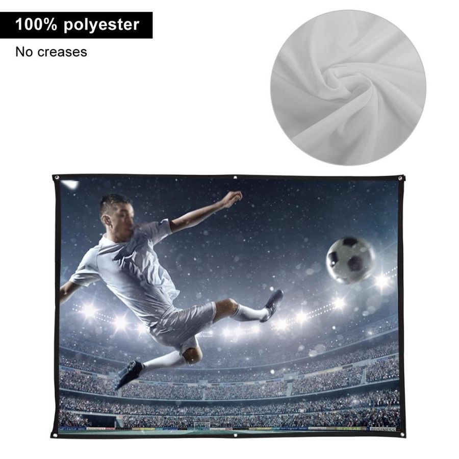 4:3 Thickened 100% Polyester Portable Foldable White Soft Projector Screen Curtain Projector Screen