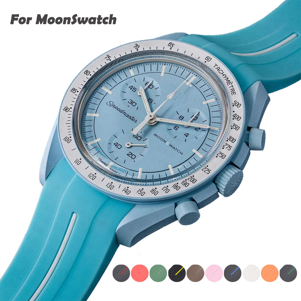 Correa de reloj para Omega X Swatch Joint MoonSwatch Speedmaster, correa de silicona de goma con extremo curvo, pulsera deportiva suave para hombres y mujeres de 20mm