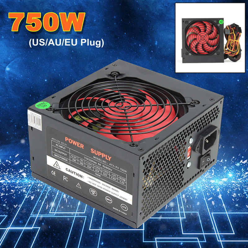 750W PSU ATX 12V Gaming PC Power Supply 24Pin / PCI /SATA /ATX 700 Walt 12CM Fan Computer Power Supply For BTC