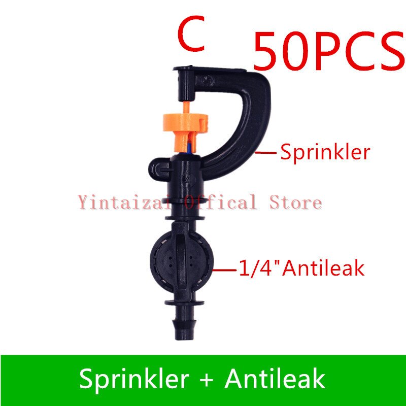 50Pcs Automatische Irrigatie Sproeier Tuin Tuinieren Micro Sprinkler Apparatuur Kas Roterende Verneveling Nozzle Irrigatie: C  50pcs
