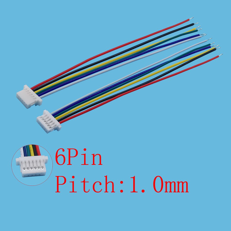 5Pcs Jst Sh 1.0Mm 1.0 Vrouwelijke Enkele Plug Draad Kabel Connector Lengte 10Cm 28AWG Kabel: 6Pin
