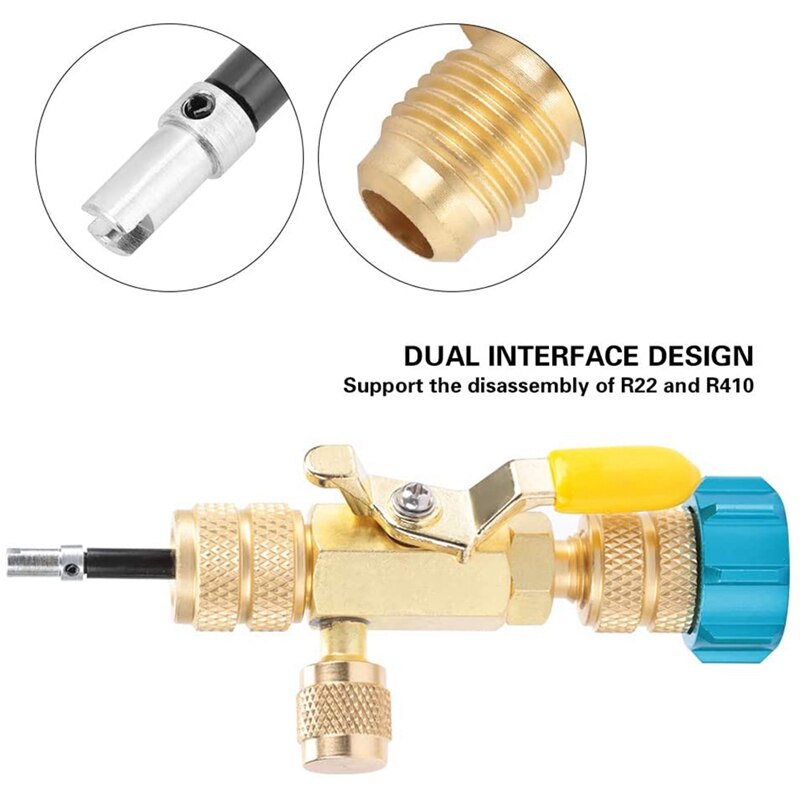 Valve Core Remover Installer, Dual Remover Installer Tool Removal And Installation Made Of Brass Made Into Valve Body