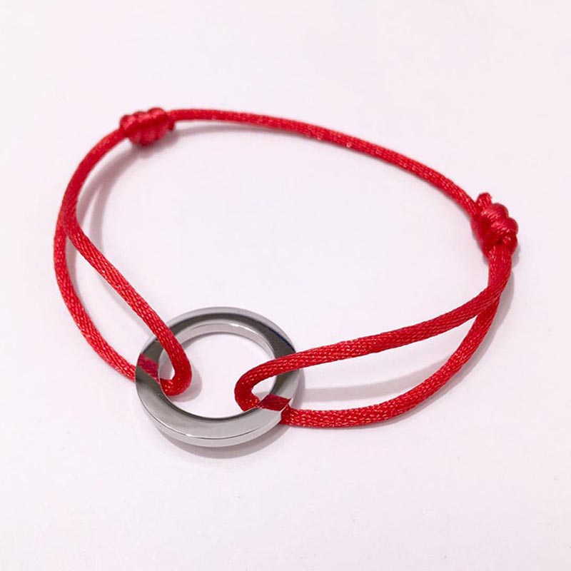 Justerbart flätat armband med enkel ring: Imiterad rodiumpläterad