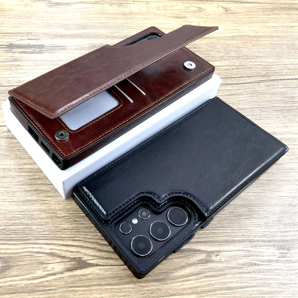 Capa carteira de couro luxuosa para samsung galaxy s25 s24 s23 s21 ultra plus a53 a54 a52 5g s 24 a 54 53 52 capa com slot para cartão de crédito
