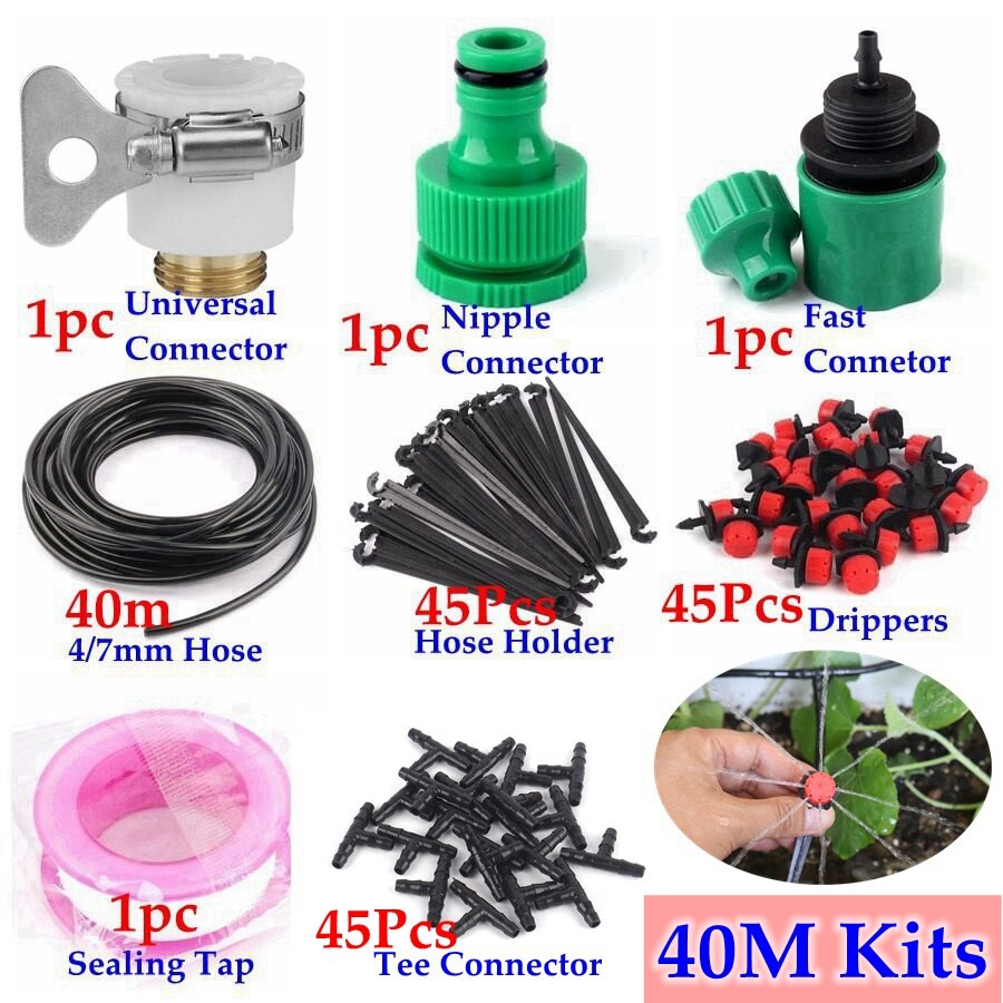 5~40M DIY Drip Irrigation System Automatic Watering System Garden Hose Micro Drip Garden Watering Kits Adjustable Drippers