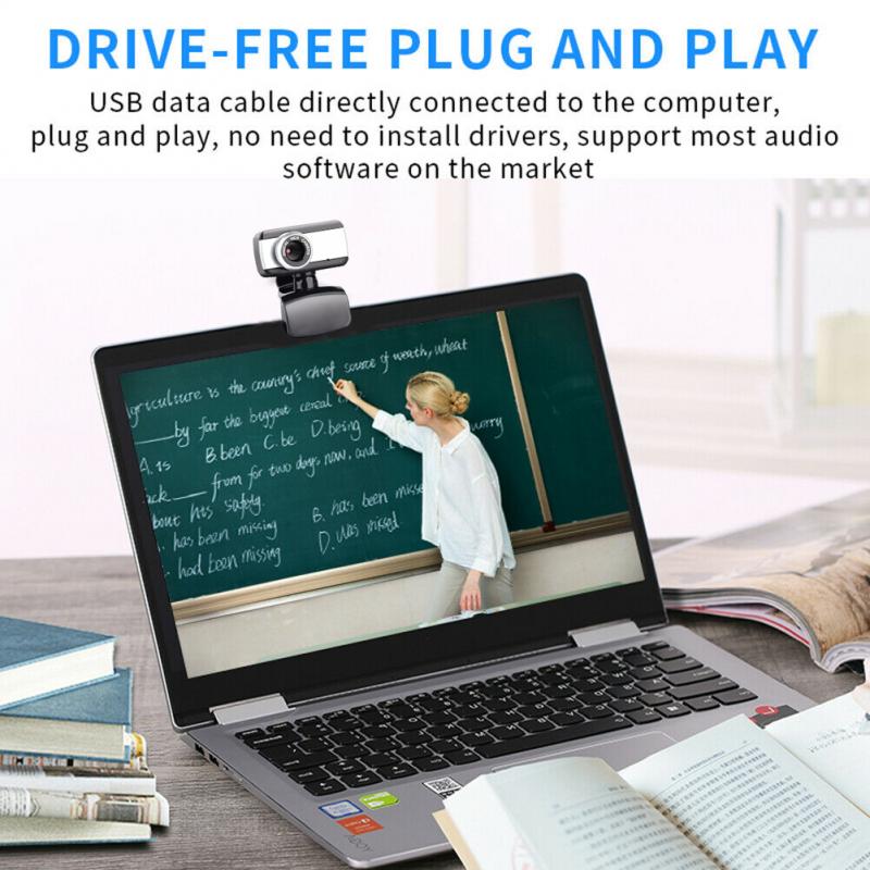 Cámara Web USB 1080P HD, webcam de ordenador sin enfoque automático, micrófono incorporado para trabajo de grabación de vídeo
