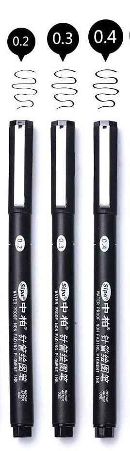 Fine Line Needle Pen for Cartoon Sketching, Comic, Manga, Artist Illustration, Technical Drawing, Figure: 020304