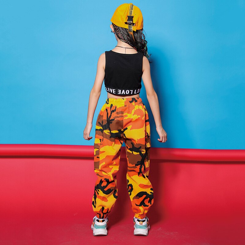 Dance Girls Camouflage Performance Costumes Children's Hip-hop Street Dance Costumes Girls Jazz Clothing Set