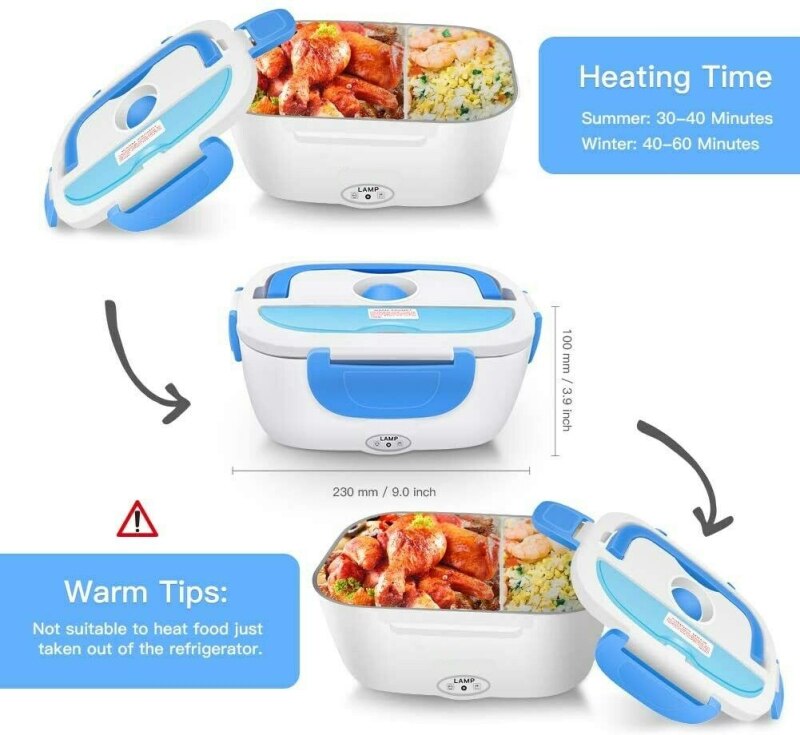 12V Portable Electric Auto Car Heated Lunch Box Vehicle Heating Boxes Food Rice Container Warmer Stainless Steel Lunch Box