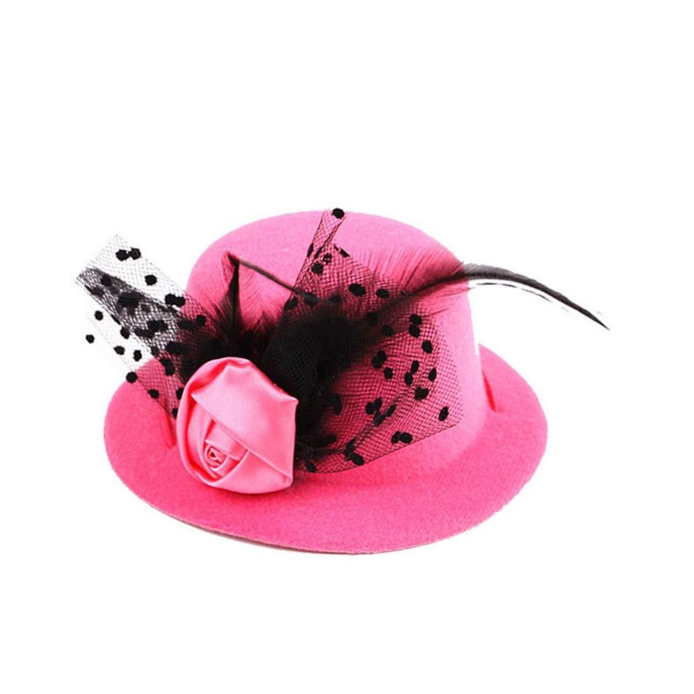 Dog Hat Pet European Top Hats And Ladies Hat Cute Pets Hair Accessories British Style Gauze Flower Gentleman Hats Pet Supplies: Gray