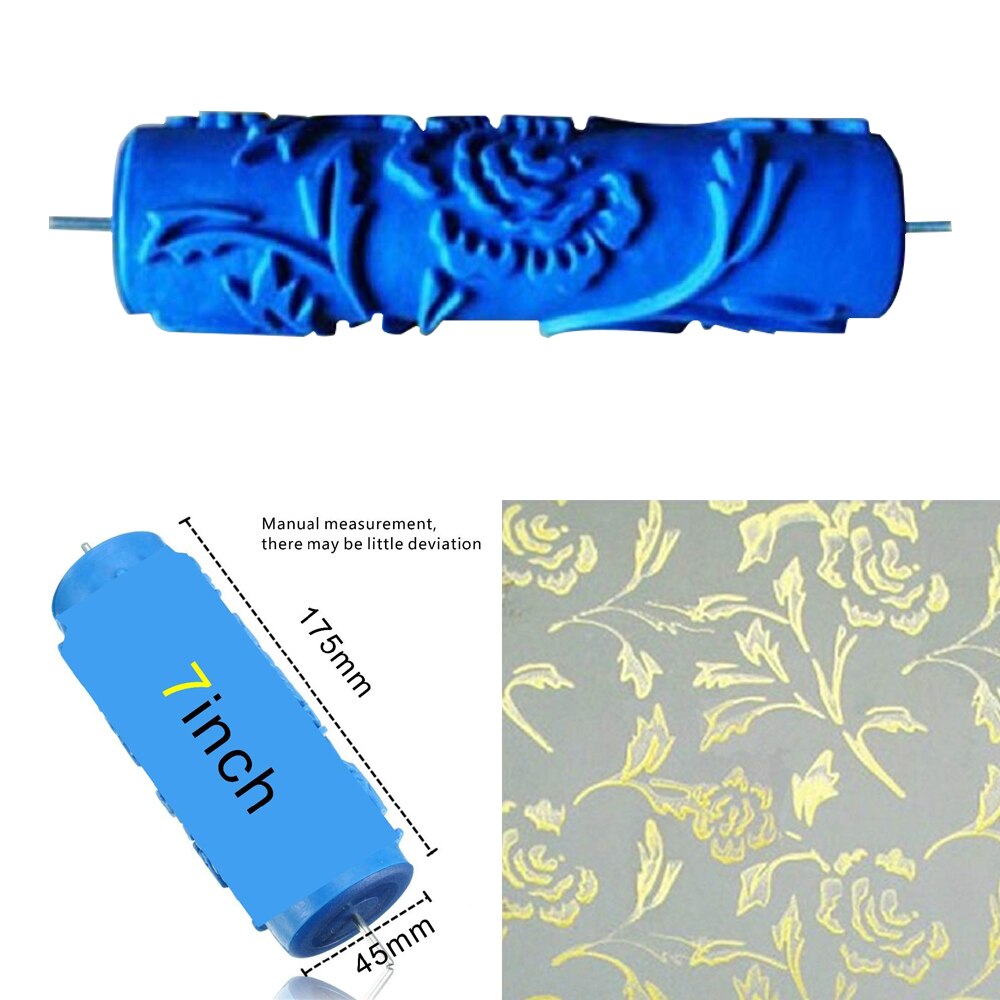Handverktyg för hem gummi väggmålning roller ros kornmönster roller blå utan handtag grepp