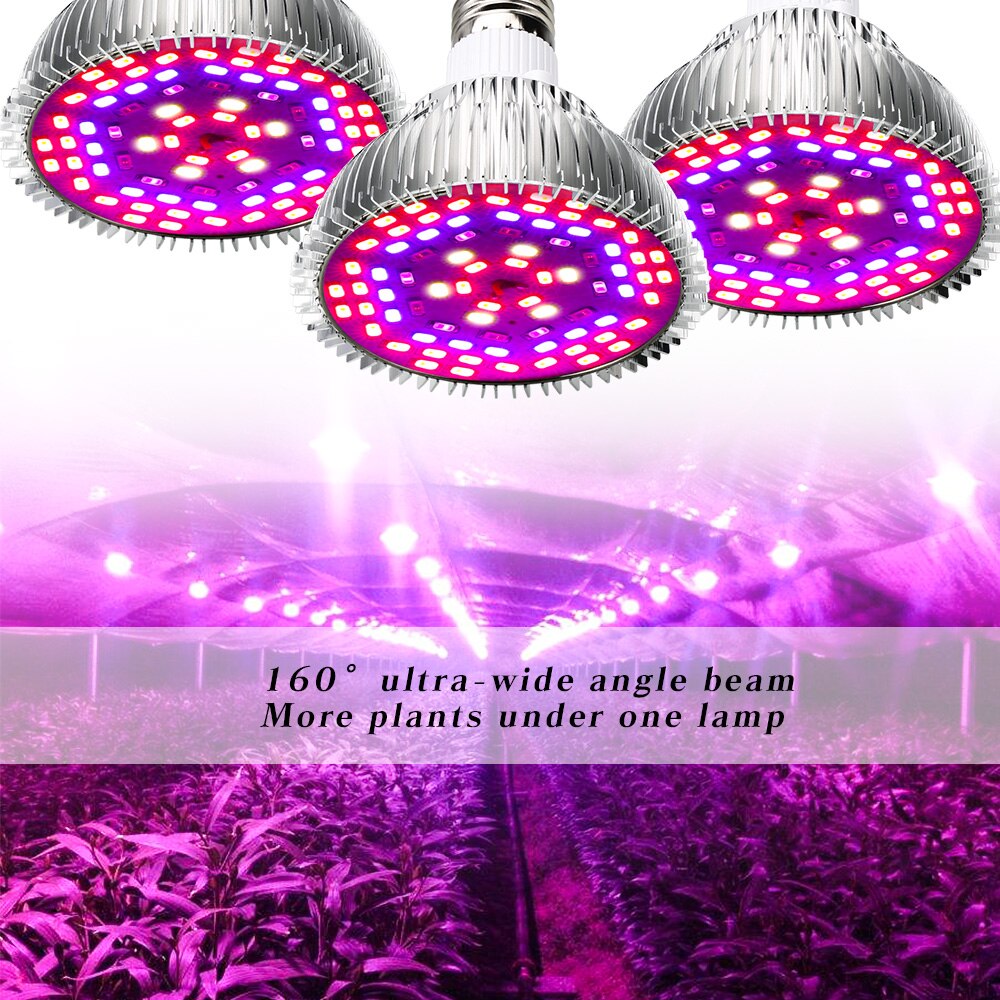 50W Volledige Spectrum LED Grow Light 78LEDs Plant Lamp Led Lamp voor Planten Aquarium Bloemen Zaden Tuin Groenten kas E27