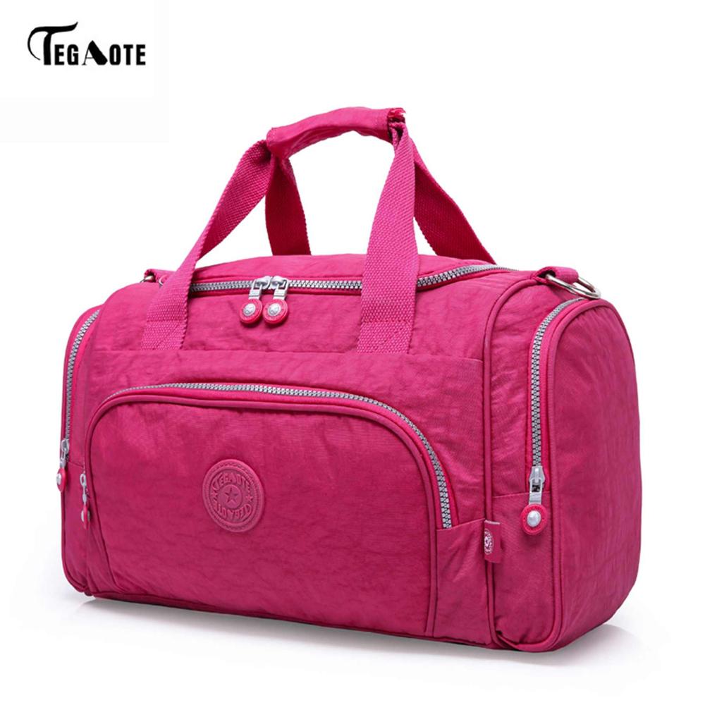 TEGAOTE Men's Travel Bag Zipper Luggage Travel Duffle Bag Latest Style Large Capacity Male Female Portable Travel Tote: Burgundy