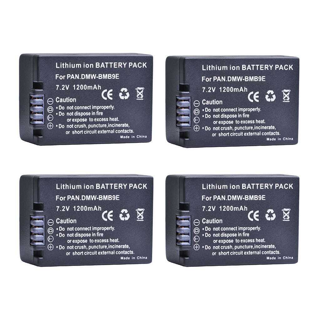 DMW-BMB9 DMW-BMB9E Battery &amp; LED Charger for Panasonic Lumix DMC FZ40K FZ45K FZ47K FZ48K FZ60 FZ70 FZ100 FZ150 DMWBMB9: 4 batteries